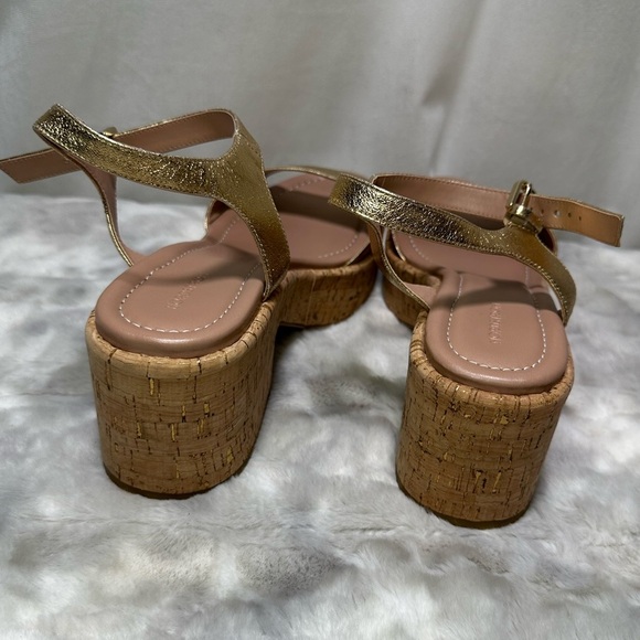 Nordstrom Gold Cork Strap Leather Claudia Sandals 9.5 - Picture 4 of 6